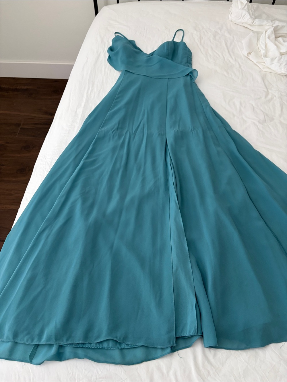 nouvelle AMSALE Teal Spaghetti Strap Maxi Dress